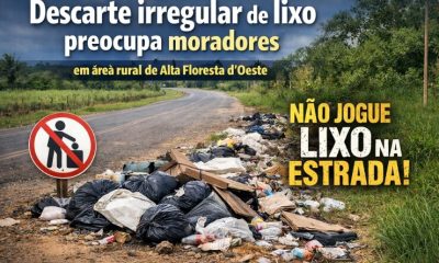 Descarte irregular de lixo preocupa moradores em área rural de Alta Floresta d’Oeste