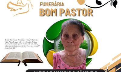 A Funerária Bom Pastor comunica o falecimento da senhora Alzira Raimundo Cândido