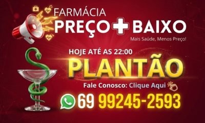 Farmácia Preço Baixo está de plantão nesta segunda feira (11) com atendimento até às 22h