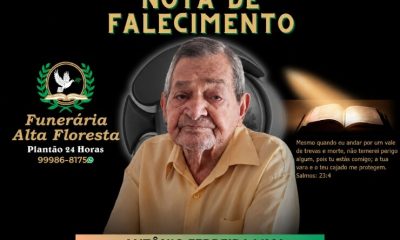 A Funerária Alta Floresta comunica o falecimento do Senhor Antônio Ferreira Lima