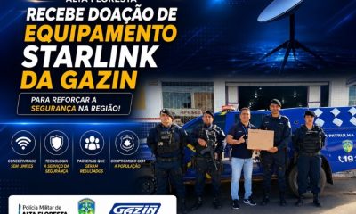 Polícia Militar de Alta Floresta recebe doação de equipamento Starlink da Gazin para reforçar a segurança na região