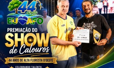 Confira as fotos da entrega da premiação do Show de Calouros dos 44 anos de Alta Floresta D’Oeste