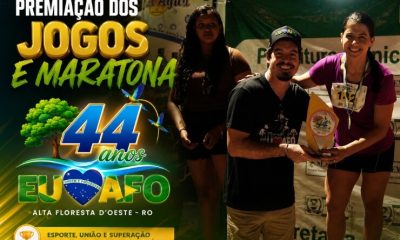 Entrega da premiação dos jogos e maratona marca programação dos 44 anos de Alta Floresta D'Oeste